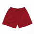 Red athletic shorts with an elastic waistband, featuring a smooth fabric and no visible logos.