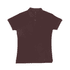 A maroon women's polo shirt featuring a collar and short sleeves, complete with a logo.