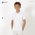 A youth white polo shirt featuring a collar and short sleeves, with a logo on the upper left side.