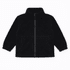 A black polar fleece full zip jacket with a high collar and two front pockets. It features a logo on the chest.