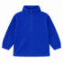A blue polar fleece 1/4 zip jumper featuring long sleeves and a high collar, with a logo displayed.