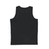 A black youth singlet featuring a simple design and a logo. Ideal for casual or athletic wear.