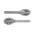 A cutlery set with stainless steel utensils, featuring a knife, fork, and spoon, stored in a sleek, transparent case.