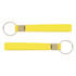 A bright yellow silicone strap keytag with a metal ring, featuring a sleek, minimalist design.