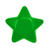 A green star-shaped stress relief product with a smooth, glossy finish and a simple design.