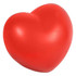 A small, red heart-shaped stress relief toy made of soft material, featuring a smooth finish.