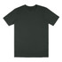 A dark green unisex T-shirt featuring a round neck and short sleeves, with a branding logo on the inside.