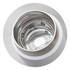 A drink bottle with a stainless steel interior and a white exterior, featuring a logo at the top.