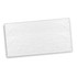 A full-size white beach towel with a textured surface, featuring a logo. Ideal for outdoor activities.