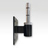 A small, black metal wall mount with a silver cylindrical holder, designed for flags or banners.