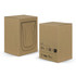 A glassware product box featuring a double wall glass with a minimalist design, in a natural brown colour.