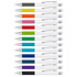 A collection of metal pens in various colours with white barrels and silver accents, featuring clips and a logo.