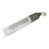 A mini hand sanitiser key ring in a clear container with a dark grey cap, featuring a metal key ring attachment.