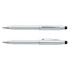 A silver Cross Century II ballpoint pen with a sleek design and a black tip and clip.