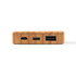 A bamboo power bank with a capacity of 5,000mAh featuring one USB-A port and two USB-C ports.