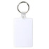 A keytag with a blank surface and a metal keyring attachment.