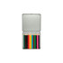 A tin containing 12 coloured pencils in various colors, neatly arranged and ready for use.