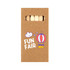 A pencil set in a brown kraft packaging featuring a logo, with multiple colored pencils visible inside.