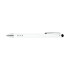 A white stylus pen with silver accents and a built-in touchscreen tip, featuring a clip for easy attachment.
