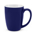 A coffee mug in navy blue with a white interior, featuring a smooth finish and a sturdy handle.