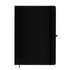 A black Capella A4 Notebook featuring a sleek design, an elastic closure, and a ribbon bookmark.
