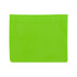 A bright green reusable grocery bag made from recycled PET material, featuring a simple design and a logo.