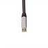 A charging cable with a gray USB connector and a braided black exterior.