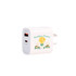A white wall charger with two USB ports, featuring an eco-friendly design and a logo.