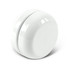 A white yoyo with a smooth, glossy finish.