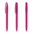 A set of three pink plastic pens with smooth designs and a recycling logo on the side.