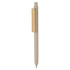 A bamboo fibre pen in a natural colour with a wooden clip. The pen features a minimalist design and a logo.
