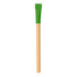 A bamboo pencil with a green rubber grip at one end, designed for writing.