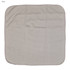A grey cooling face cloth with a textured mesh design, featuring a border. It has a logo in one corner.