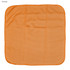An orange cooling face cloth with a textured pattern, featuring a rounded shape and smooth edges.