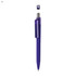 A plastic pen in purple with a clip and a reflective detailing. The pen has a circular logo at the top.