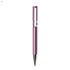 A purple plastic pen with a sleek design and a silver accent. It features a logo on the side.