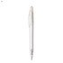 A transparent plastic pen with a frosted finish and a click mechanism, featuring a clear cap and barrel.