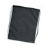 A black drawstring backpack with two cords for closure and a simple, unadorned design.