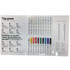 A pen packaging kit featuring multiple colourful pens arranged in a display with a product information panel.