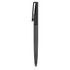 A plastic pen in black with a smooth body and a clip design, featuring a branded logo.