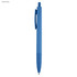 A dark blue plastic pen with a smooth finish and a clip for easy attachment. It features a logo on the body.