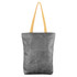 A grey Tyvek paper tote bag with yellow straps and a logo on the front.