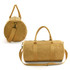 A kraft paper duffle bag in a warm golden brown colour, featuring twin handles and a detachable shoulder strap.