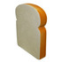 A loaf-shaped stress relief toy in cream and orange, resembling a slice of bread. Features a logo on the side.