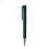 A green plastic pen with a sleek design and a metallic tip. It features a branding logo on the side.