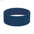 A navy blue silicone wristband with a smooth finish and a circular design. It features a branding logo.