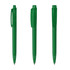 A set of green transparent plastic pens, featuring a sleek design and matching caps. The pens are displayed upright.