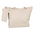 A lightweight, cream-colored canvas tote bag featuring knotted handles and a matching removable pocket.