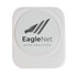 A white wireless charger with a circular top featuring branding and a sleek design, suitable for phone charging.