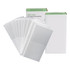 A pack of white travel paper soap sheets displayed beside their packaging. The product has a simple design with a logo.